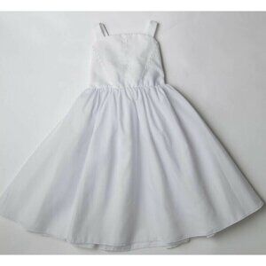 Girls White Sleeveless Party Dress With Embroidered Bodice 7